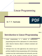 Linear Programming: Dr. T. T. Kachwala