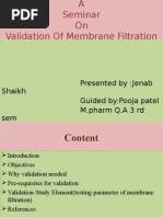 Validation of Membrane Filtration