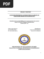 Project Report: Consumer Preference and Brand Recallability of Saras Dairy Products in Jaipur City"