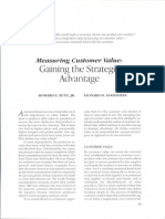 Article 1 - Measuring Customer Value - Gaining The Strategic Advantage