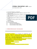 Sistema Educativo Espanol LOE Ensenanzas Regladas y No Regladas