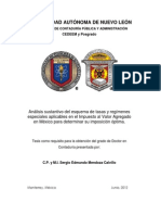 Sergio Edmundo Mendoza Calvillo Análisis Sustantivo Del Esquema de Tasas y Régimenes Especiales Aplicables en El Impuesto Al Valor Agregado