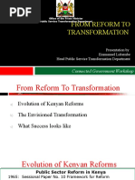 FROM REFORM TO TRANSFORMATION: Office of The Prime Minister Public Service Transformation Department Connected Gov Summit 2010