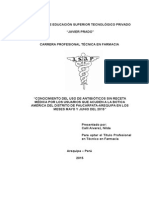 Conocimiento Del Uso de Antibióticos Sin Receta Médica Por Los Usuarios Que Acuden A La Botica América Del Distrito de Paucarpata-Arequipa en Los Meses Mayo y Junio Del 2015