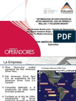 Optimización de Explotación en Vetas Angostas, Uso de Pernos Y Mallas Y Voladura Masiva - Eusterio Huerta León