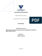 Practica de Fisicoquimica 8 EFECTO DE UN SOLUTO NO VOLÁTIL EN EL AUMENTO DEL PUNTO DE EBULLICIÓN DEL AGUA "