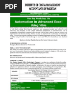 Workshop On Advances Excel Using VBA's