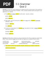 c-1 Grammar - Quiz 2 - Key