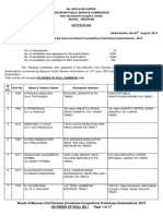 Results of Mizoram Civil Services Combined Competitive Preliminary Examinations 2015 3