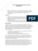 Dependencia de La Presion de Vapor Del Agua Con La Temperatura