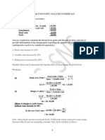 Break Even Point Analysis Numericals