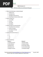 CBSE Worksheet-21 Class - VII Science (Physical and Chemical Changes)