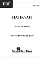 RBM 030 Hatikvah SATB Choral Score