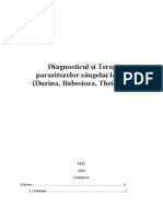 Diagnosticul Şi Terapia Parazitozelor Sângelui La Cal (Durina, Babesioza, Theilerioza)