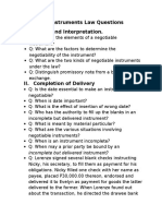 Negotiable Instruments Law Questions