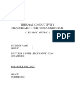 Thermal Conductivity Measurement For Poor Conductor - Lee's Disc