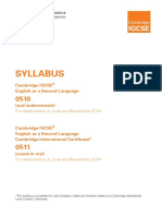 Syllabus: Cambridge IGCSE English As A Second Language (Oral Endorsement)