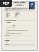Quasir Usman: Career Objective: To Be Part in A Prestigious and Progressive
