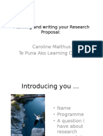 Planning and Writing Your Research Proposal SH 2011