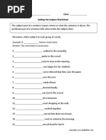 Adding Subject Worksheet