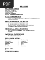 Resume: Pradeep Singh