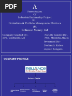 Reliance Money LTD: Presentation of Industrial Internship Project On Derivatives & Portfolio Management Services