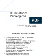 IX. Relatorios Psicologicos