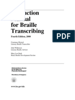 Instruction Manual For Braille Transcribing (Fourth Edition, 2000)