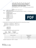 Mathematical Challenge For Filipino Kids Training Program Youngster Group - Quiz # 1 (Answer Key)