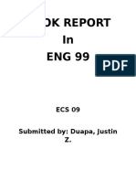 Book Report in ENG 99: ECS 09 Submitted By: Duapa, Justin Z