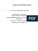 Fluids Mechanics Lab: Metacentric Height