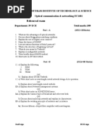 Rehearsal Exam: Parisutham Institute of Technology & Science Optical Communication & Networking EC1401