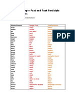 Irregular Simple Past and Past Participle Verb Forms