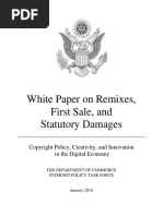 IPTF/U.S. Dept. of Commerce White Paper On Remixes, First Sale, and Statutory Damages