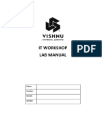 It Workshop Lab Manual: Name Roll No. Branch Section