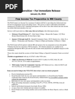 LITAC Press RelWill County Low Income Tax Assistance Coalition and The Center For Economic Progress Press Release