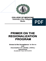 Primer On The Regionalization Program: College of Medicine University of The Philippines Manila