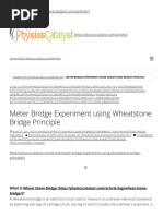 Meter Bridge Experiment Using Wheatstone Bridge Principle