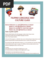 Filipino Language and Culture Class: D: F 27, 2016 at K L M 5, 2016 at K L M 12, 2016 at TCC J - U L M 26, 2016 at K L