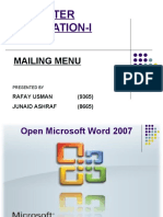 Computer Application-I: Mailing Menu