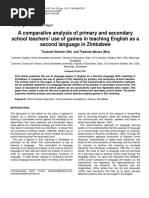 A Comparative Analysis of Primary and Secondary School Teachers Use of Games in Teaching English As A Second Language in Zimbabwe