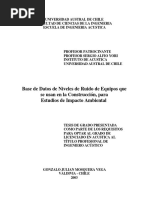 Base de Datos de Niveles de Ruido de Equipos