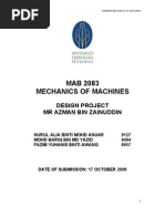 MAB 2083 Mechanics of Machines: Design Project MR Azman Bin Zainuddin