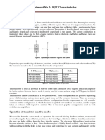 Experiment No 2: BJT Characteristics: Operation of Transistor in Active Mode