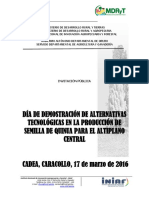 Día de Demostración de Alternativas Tecnológicas en La Producción de Semilla de Quinua para El Altiplano