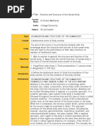 Lesson Plan Function and Structure of The Human Body