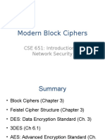 Modern Block Ciphers: CSE 651: Introduction To Network Security