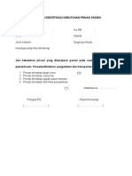 Formulir Identifikasi Kebutuhan Privasi Pasien