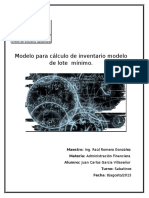 Modelo para Calculo de Inventario Modelo de Lote Minimo