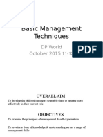 Basic Management Techniques: DP World 11-13 October 2015